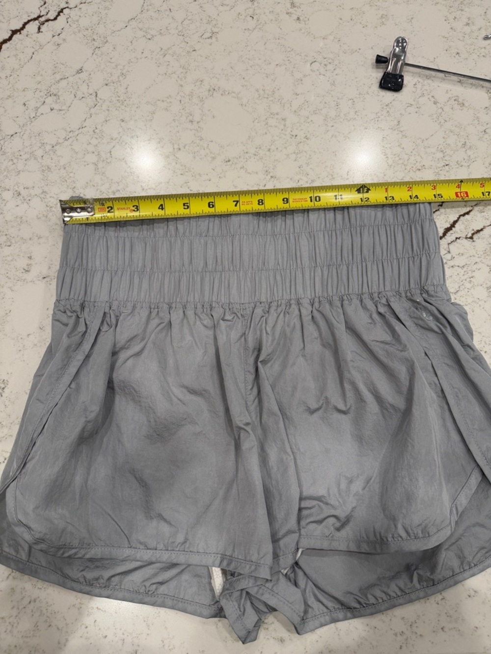 FP Movement by Free People High Waist Smocked Flow Shorts in Light Gray